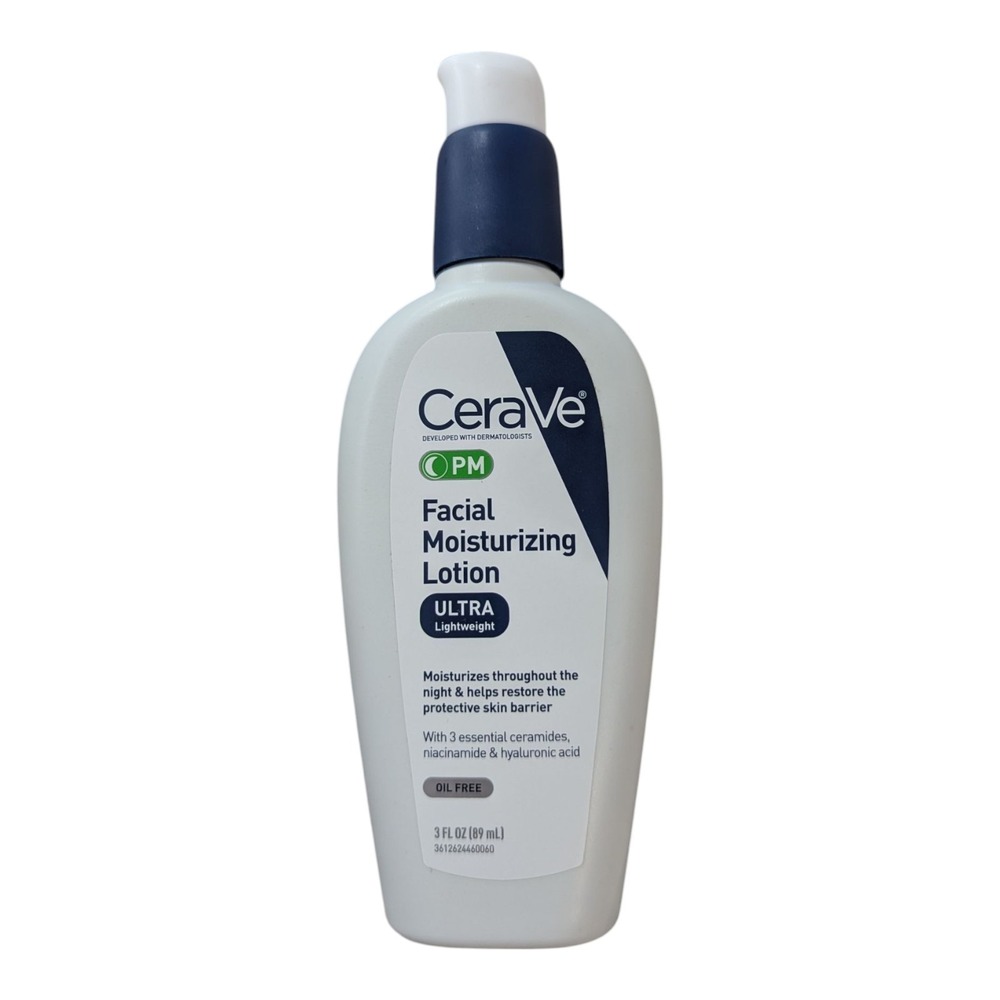 BBB. CeraVe PM Lotion Face Moisturizer Oil-free‎ Night Cream All Skin Types 3 Oz